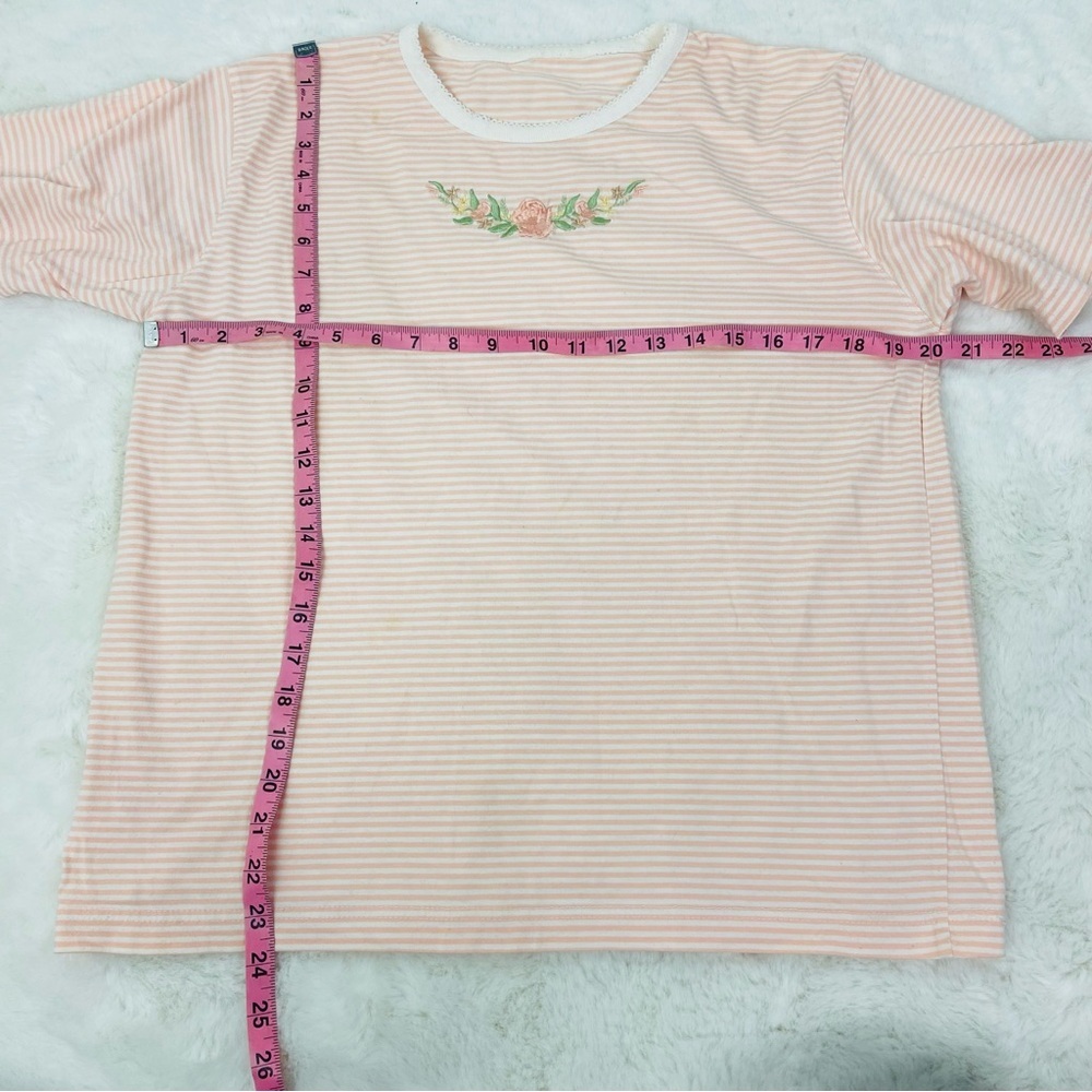 Unbranded cottage core Striped Peach T-Shirt with Floral Embroidery size XL - Picture 9 of 9